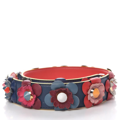 Fendi Vitello Dolce Flowerland Studded Strap You Blue Corallo Multicolor 2 of 4