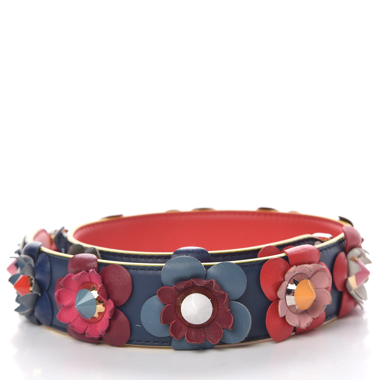 Fendi Vitello Dolce Flowerland Studded Strap You Blue Corallo Multicolor 2 of 4
