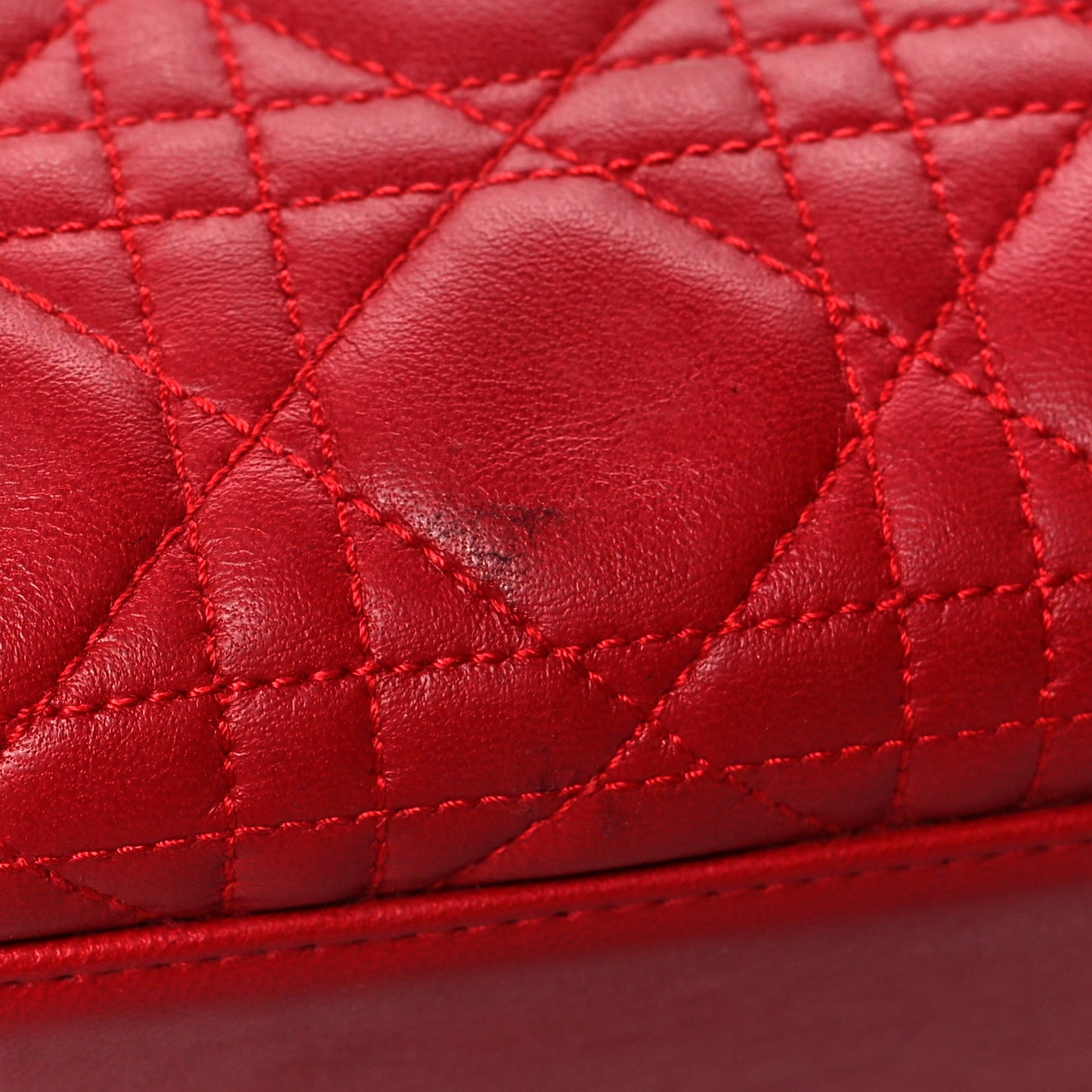 Lambskin Cannage Medium Lady Dior Red