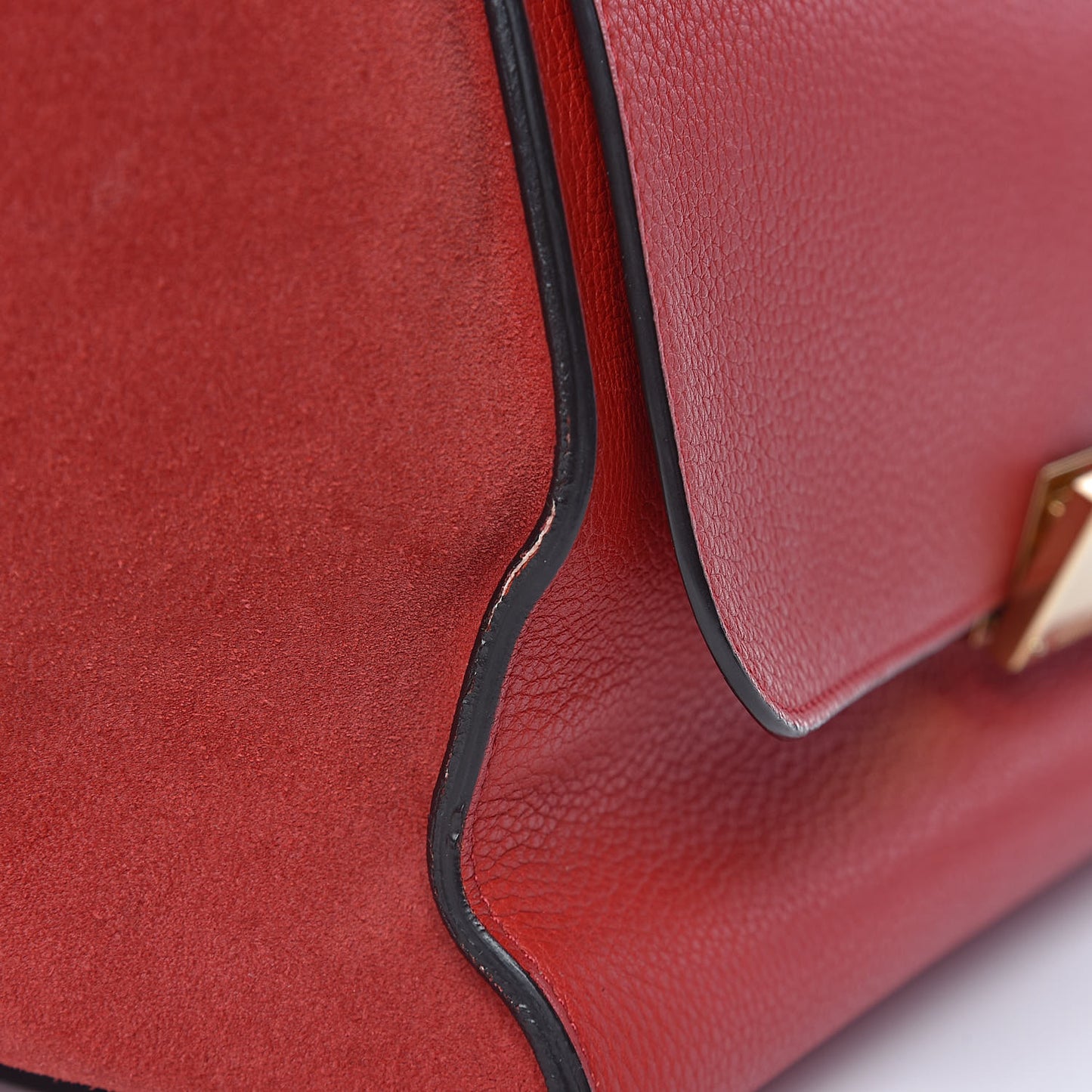 Drummed Calfskin Suede Medium Trapeze Coquelicot