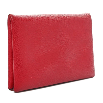 Hermes Madame Calfskin Calvi Card Case Rouge Piment 3 of 11