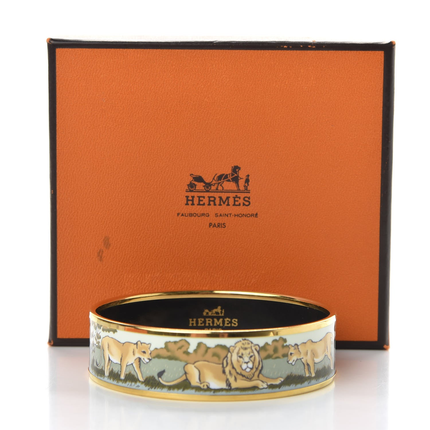 Hermes Enamel Printed Pride of Lions Wide Bracelet 70 7 of 7