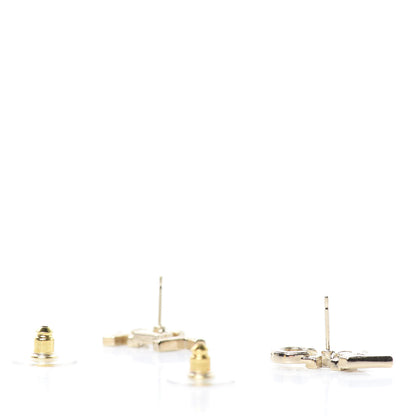 Chanel Crystal Pearl Signature Stud Earrings Gold 3 of 5