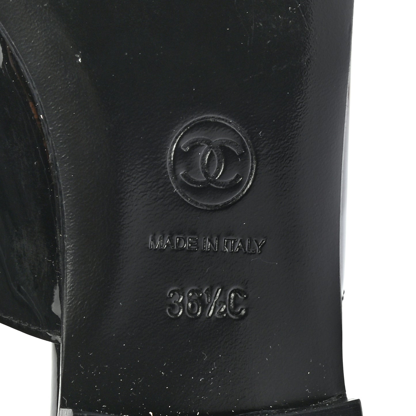 Fabric Patent Calfskin Mules 36.5 Black Gold