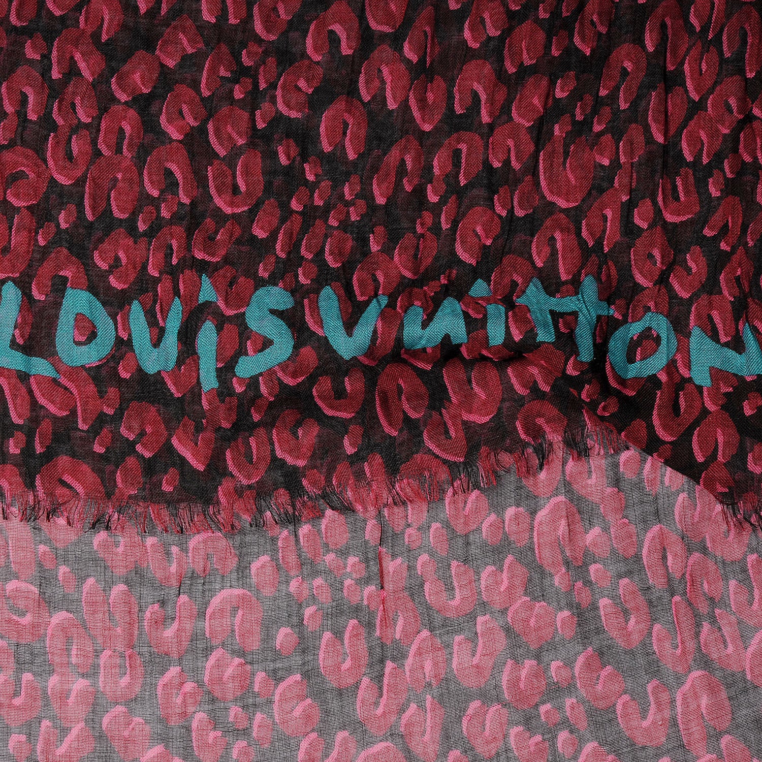 Louis Vuitton Cashmere Silk Leopard Stole Rose Pop 1 of 5