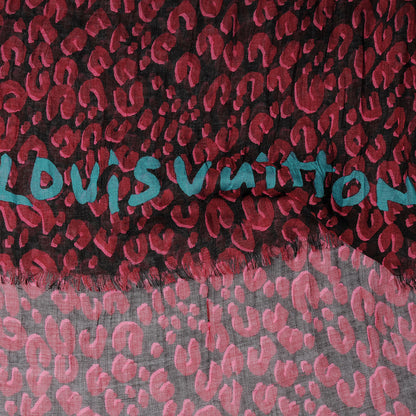 Louis Vuitton Cashmere Silk Leopard Stole Rose Pop 1 of 5