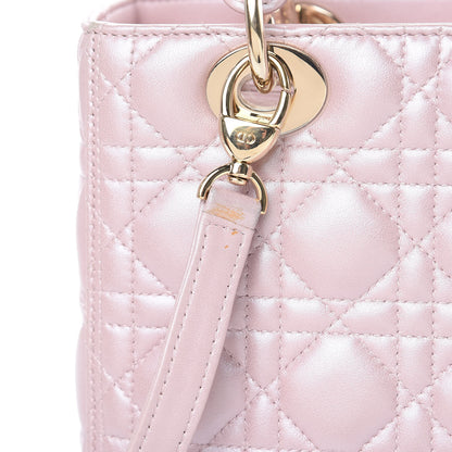 Christian Dior Pearly Lambskin Cannage Medium Lady Dior Lotus 11 of 13