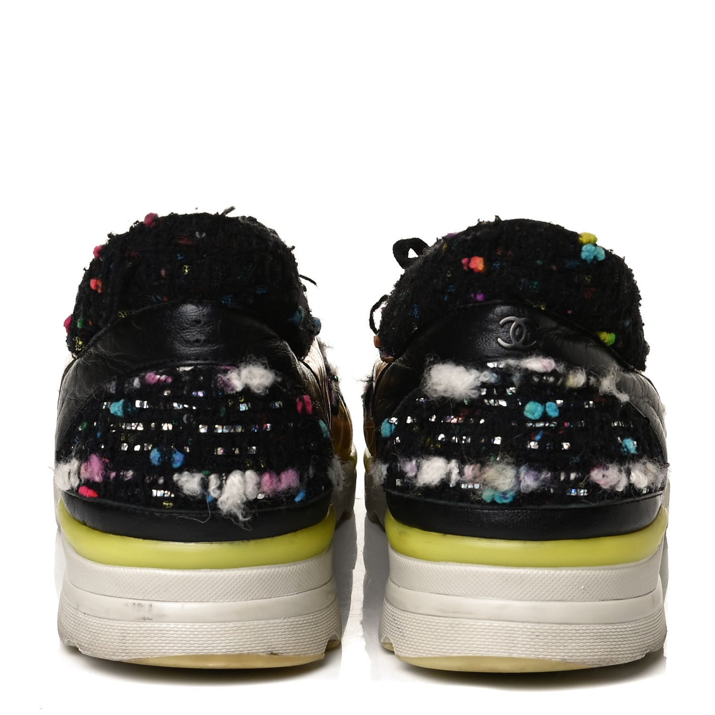 Tweed Lambskin Runway Sneakers 40 Black Multicolor