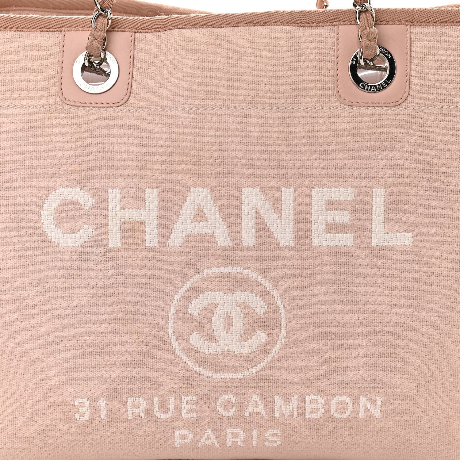 Chanel Canvas Small Deauville Tote Rose Pink 7 of 9