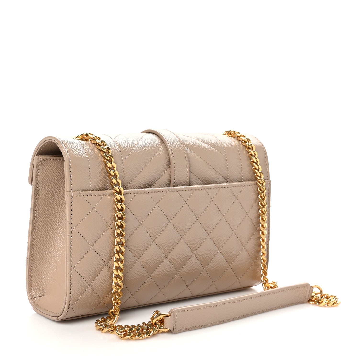 Saint Laurent Grain De Poudre Textured Mixed Matelasse Triquilt Small Monogram Satchel Dark Beige 3 of 9
