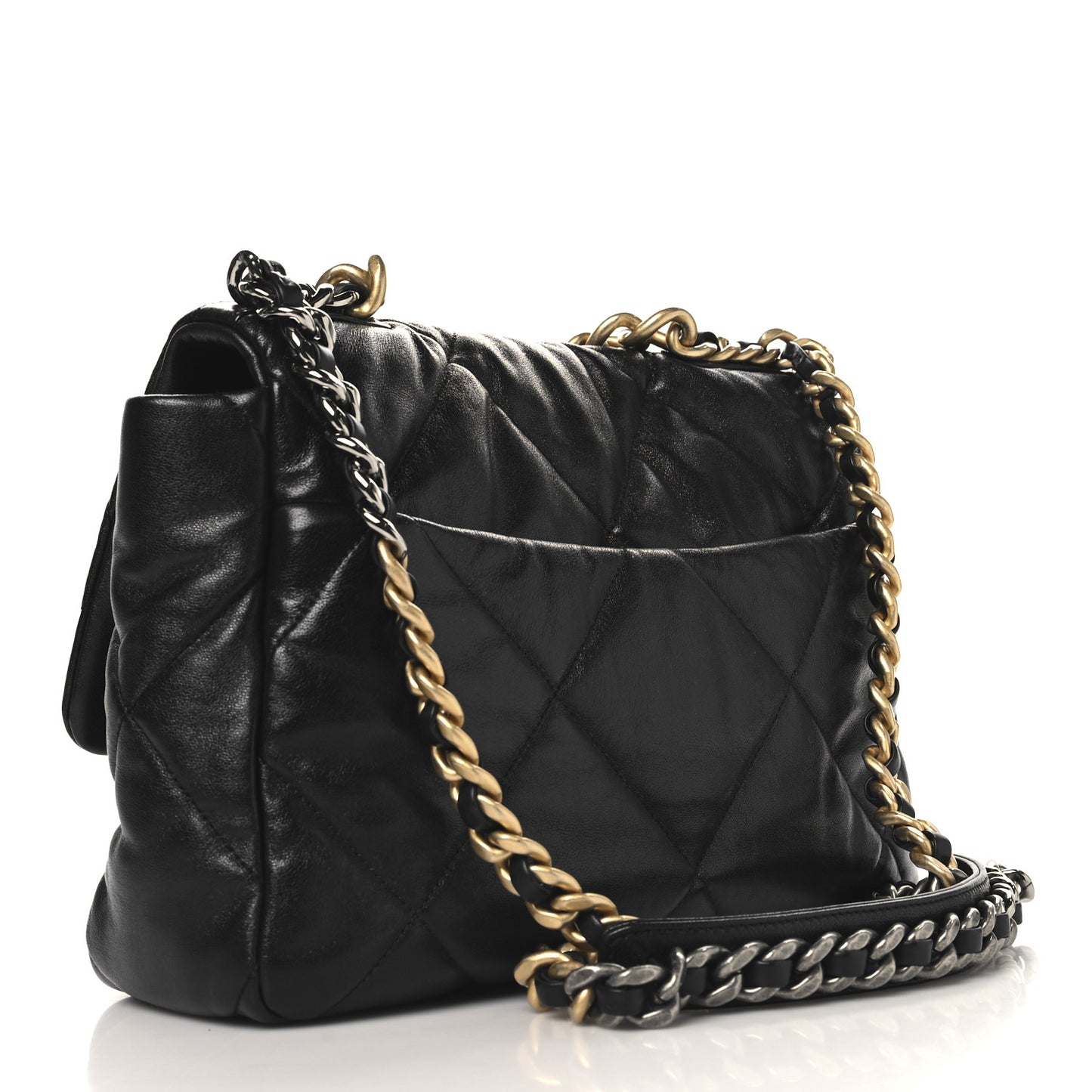 Lambskin Quilted Large Chanel 19 Flap Black