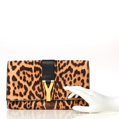 Saint Laurent Pony Hair Leopard Print Y Ligne Clutch 3 of 11
