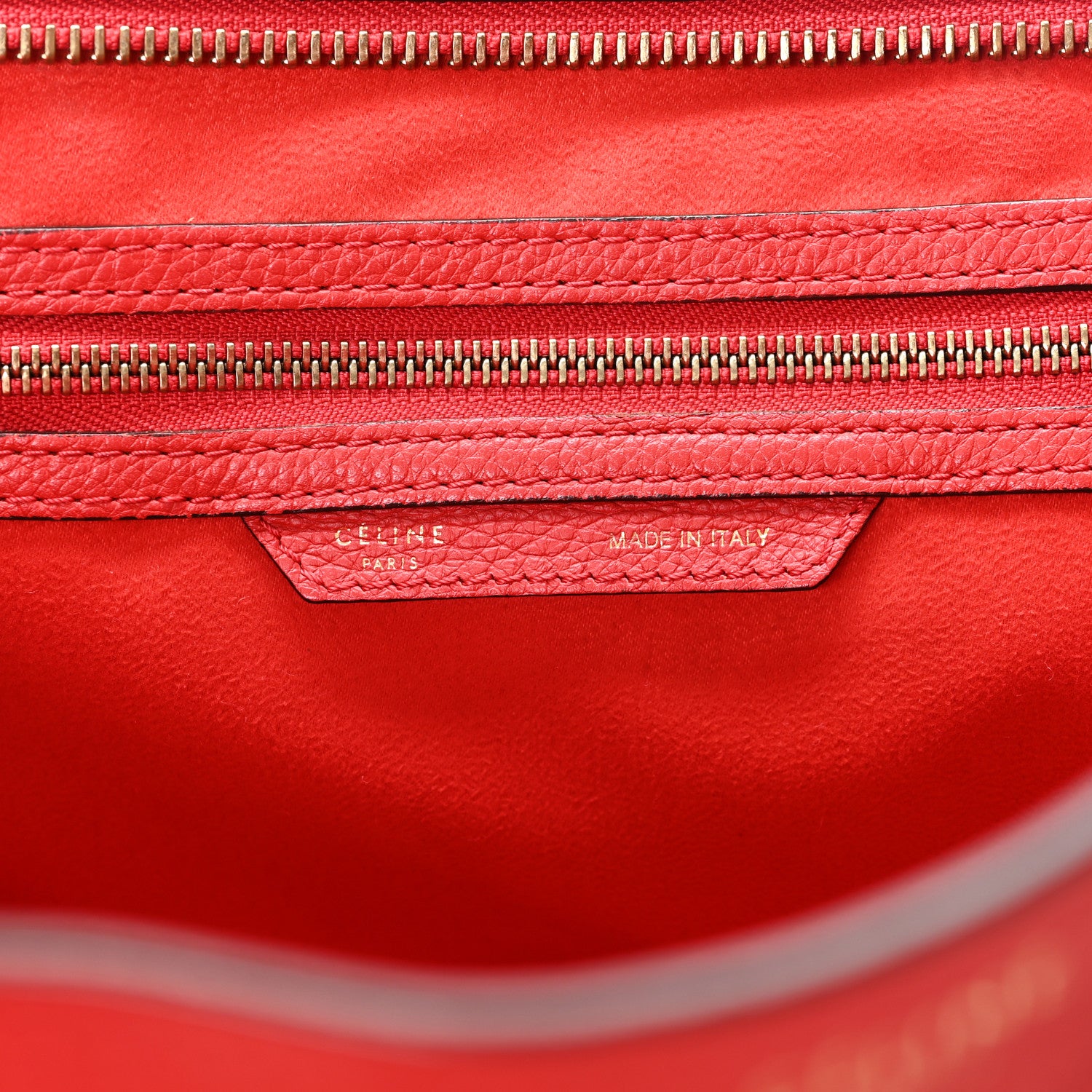 Celine Drummed Calfskin Mini Luggage Coquelicot 5 of 10