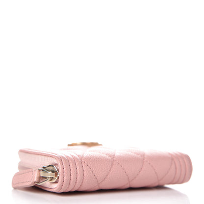 Chanel Caviar Quilted Boy Zip Around Coin Purse Wallet Light Pink 4 of 12