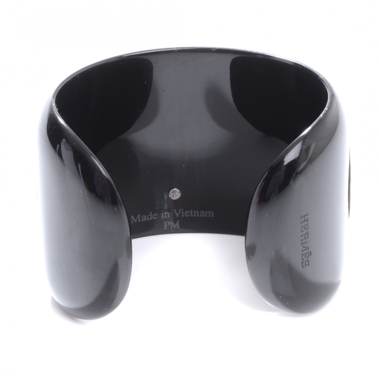 Hermes Horn Sterling Silver Cuff PM Black 4 of 7