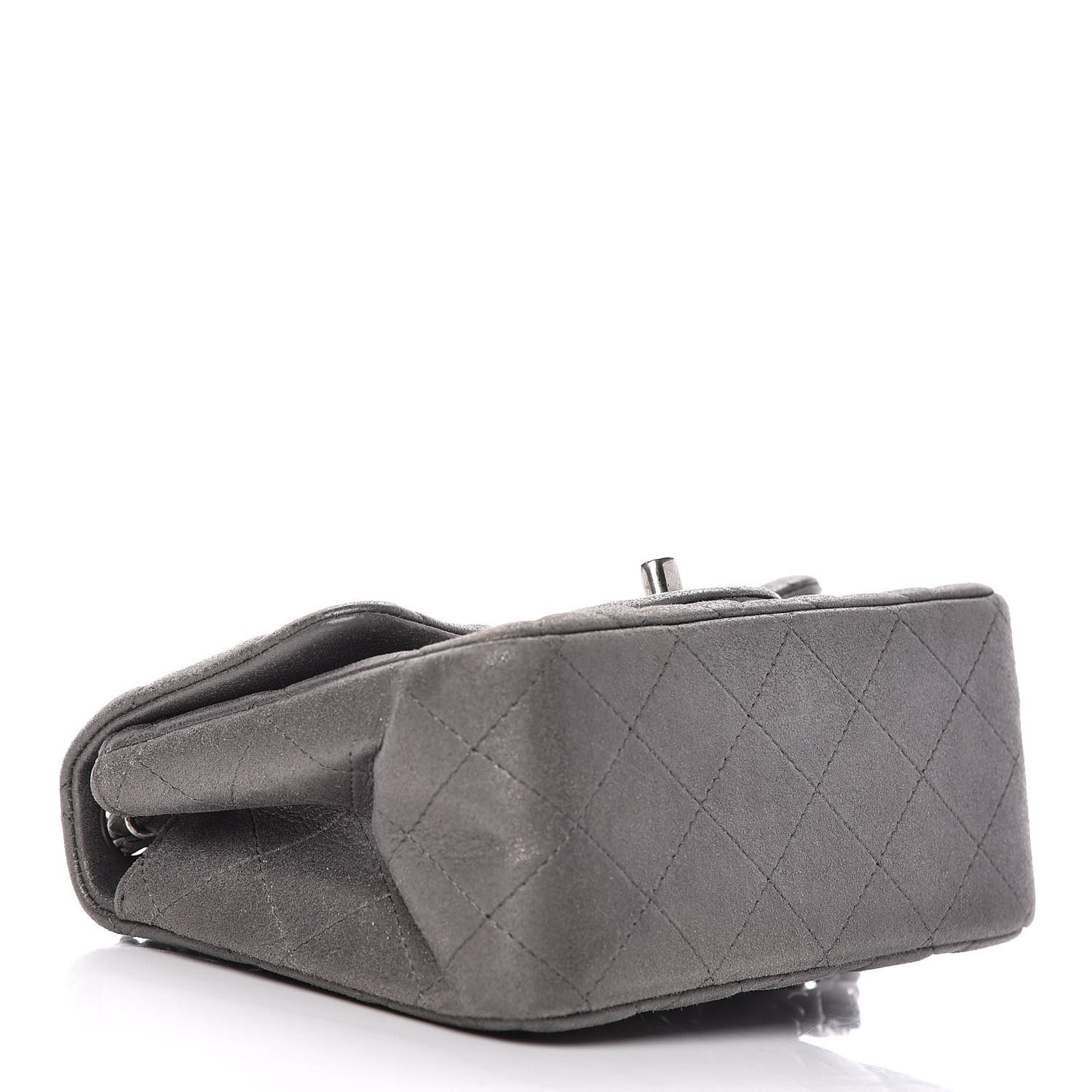 Iridescent Calfskin Quilted Mini Square Flap Grey