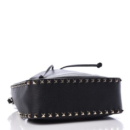 Valentino Garavani Grained Calfskin Rockstud Bucket Bag Black 4 of 7