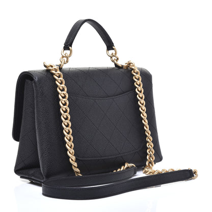 Chanel Caviar Diamond Stitched Small Top Handle Flap Black 3 of 18