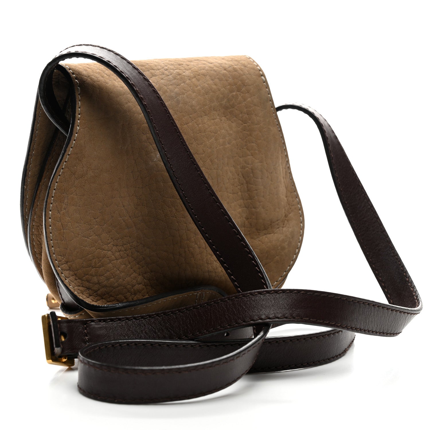 Chloe Nubuck Calfskin Mini Marcie Round Crossbody Bag Greige 3 of 11