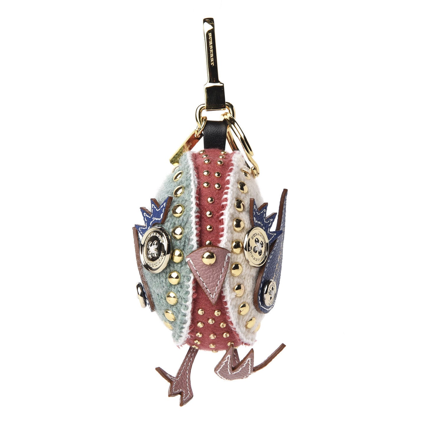 Calfskin Wool Cashmere Studded Mabel Derek The Bird Bag Charm Blush Pink Multicolor