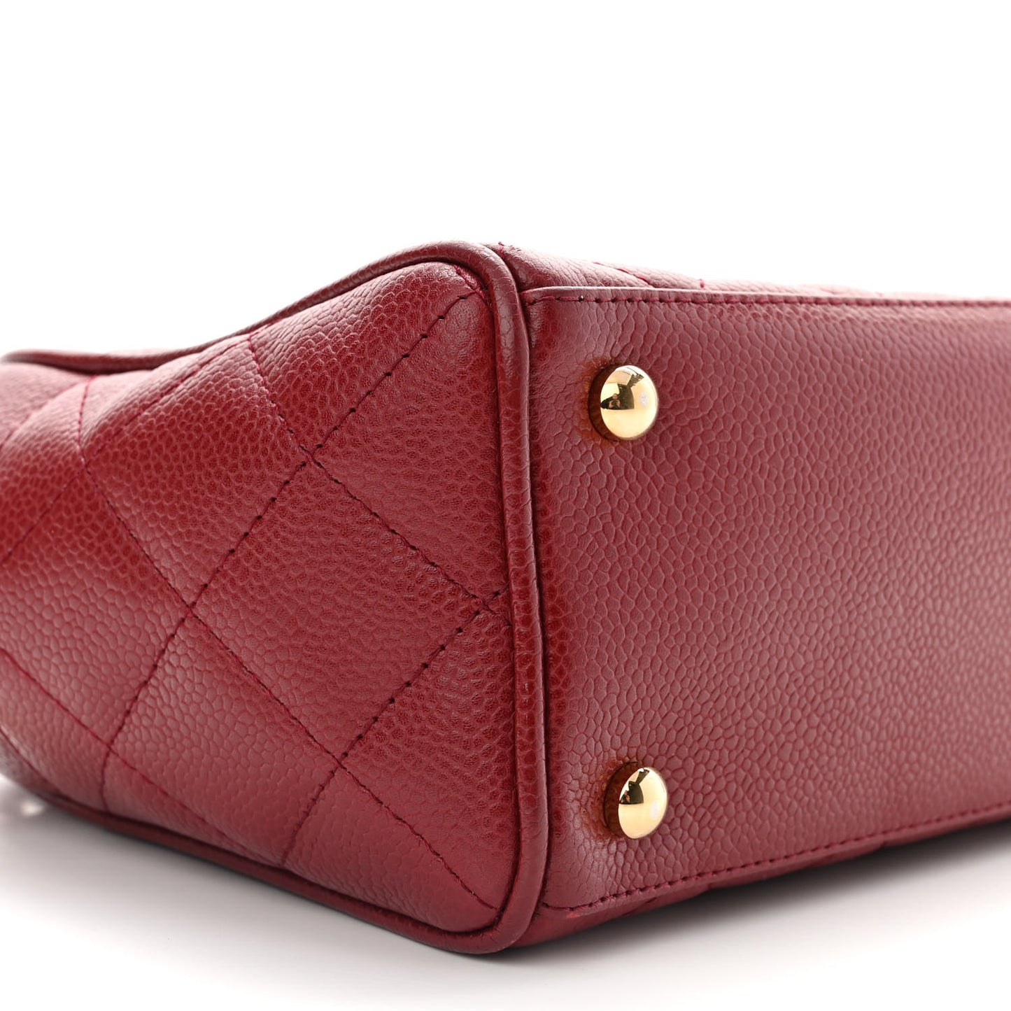 Caviar Quilted Small Bowler Dark Red