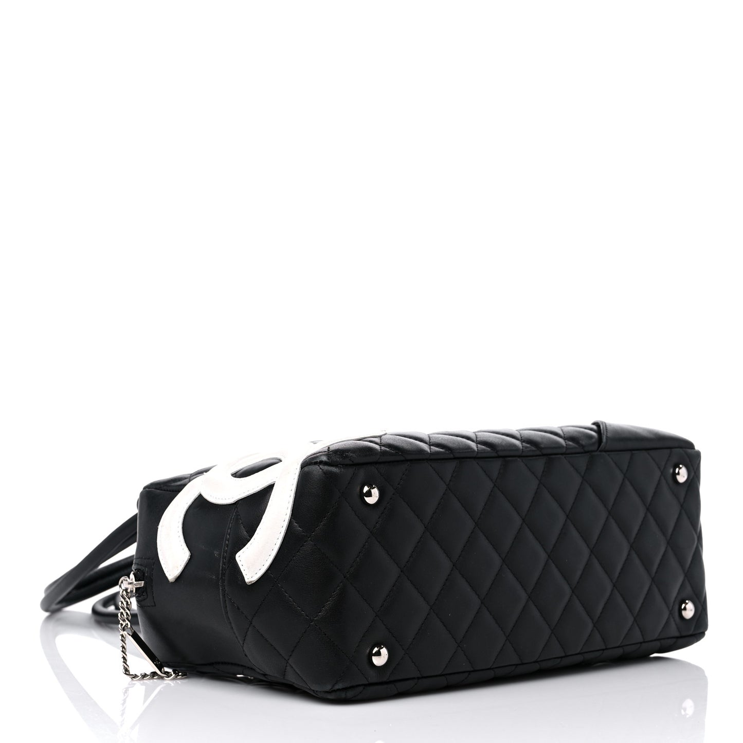 Calfskin Quilted Large Cambon Bowler Black White