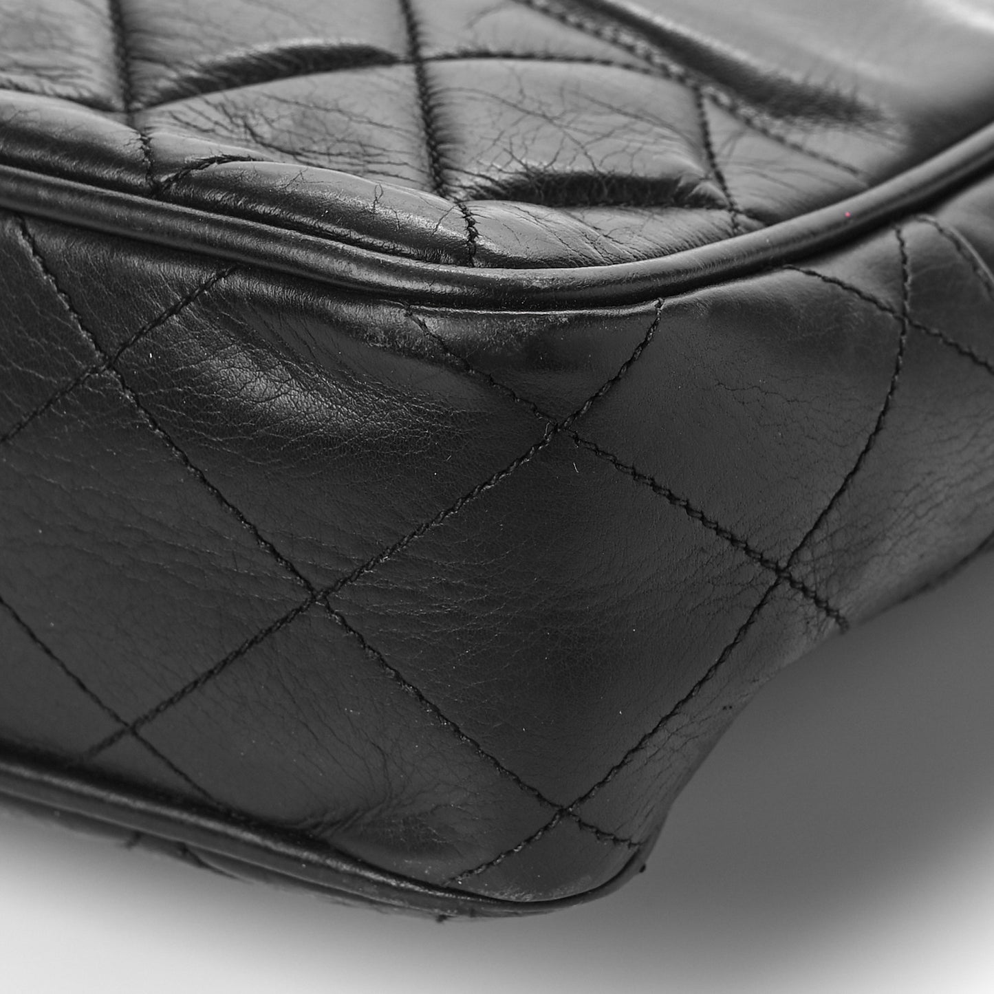 Lambskin Quilted Shopping Tote Black