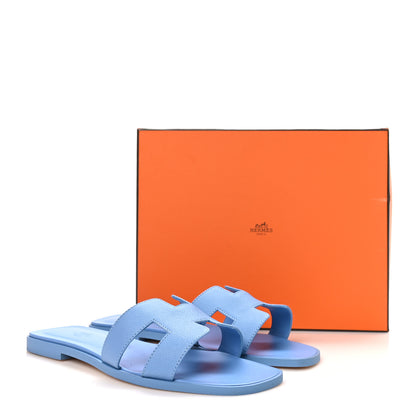 Hermes Calfskin Oran Sandals 40.5 Bleu Faience 10 of 10