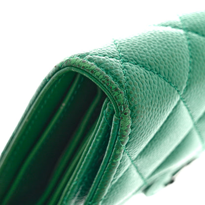 Chanel Caviar Quilted Compact Flap Wallet Green 11 of 15