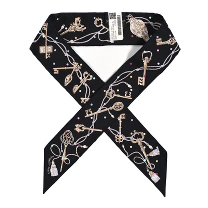 Hermes Silk Les Cles A Pois Twilly Black Beige Rose Multicolor 1 of 4