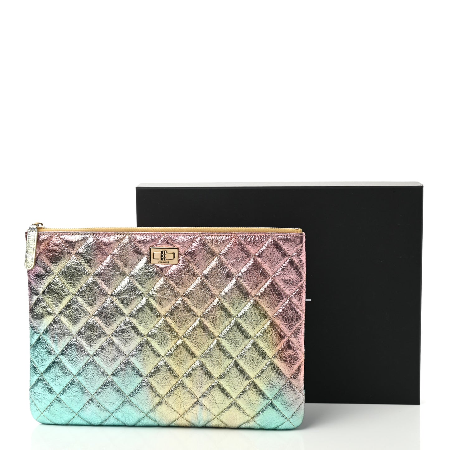 Metallic Goatskin Quilted Medium 2.55 Reissue Cosmetic Case Multicolor