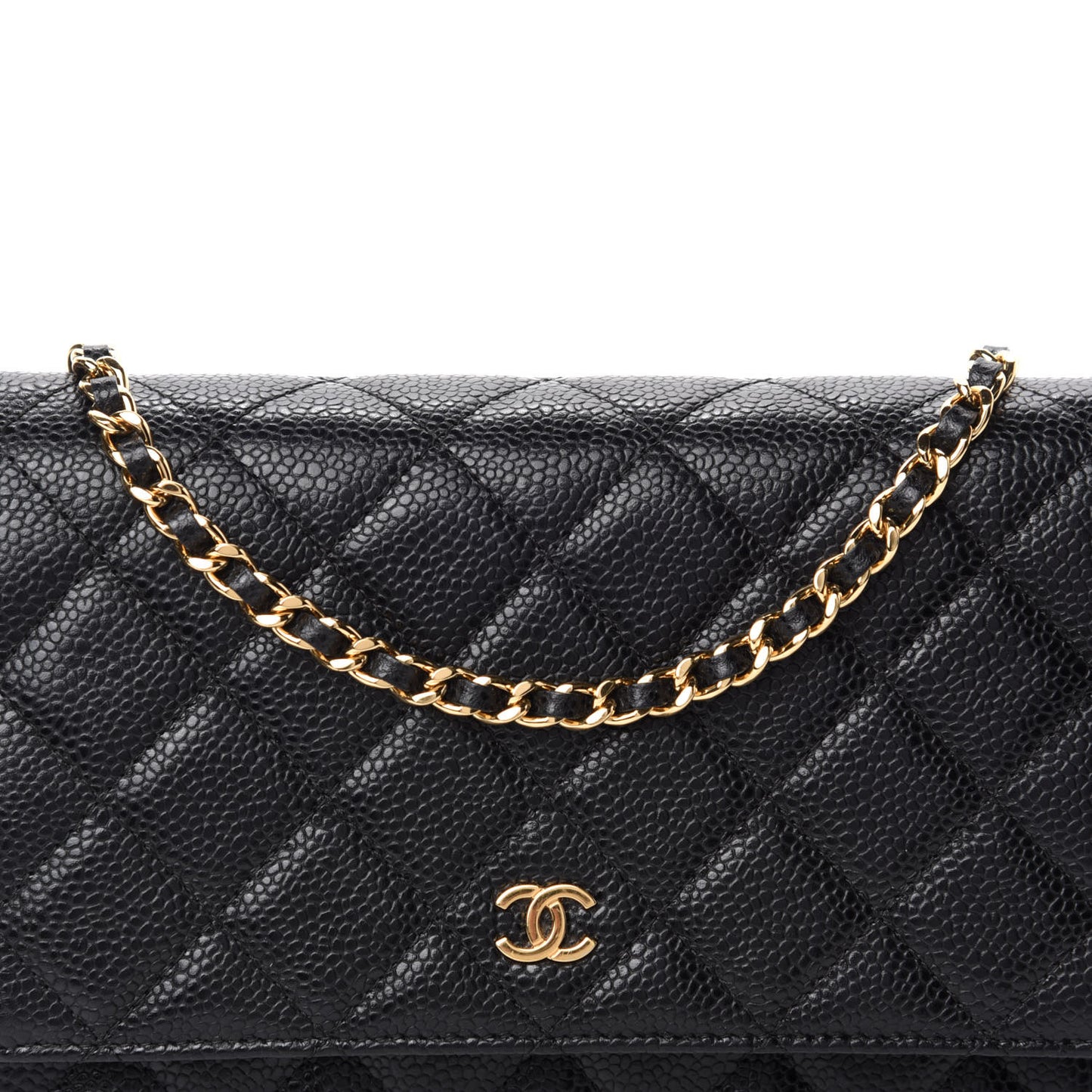 Caviar Quilted Wallet On Chain WOC Black