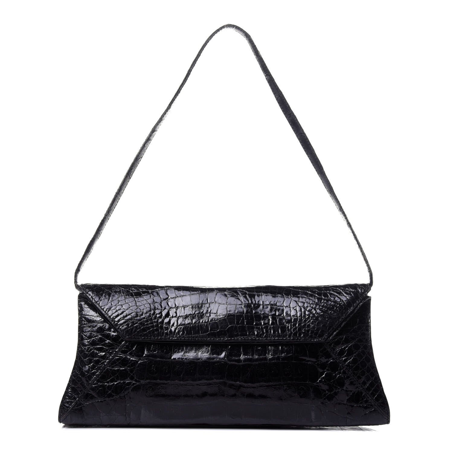 Nancy Gonzalez Crocodile Envelope Shoulder Bag Black 1 of 9