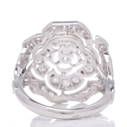 Chanel 18K White Gold Diamond Bouton de Camélia Ring 56 7.5 4 of 7