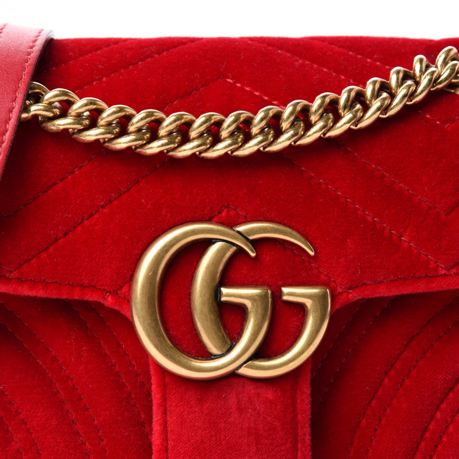 Gucci Velvet Matelasse Mini GG Marmont Shoulder Bag Hibiscus Red 10 of 10