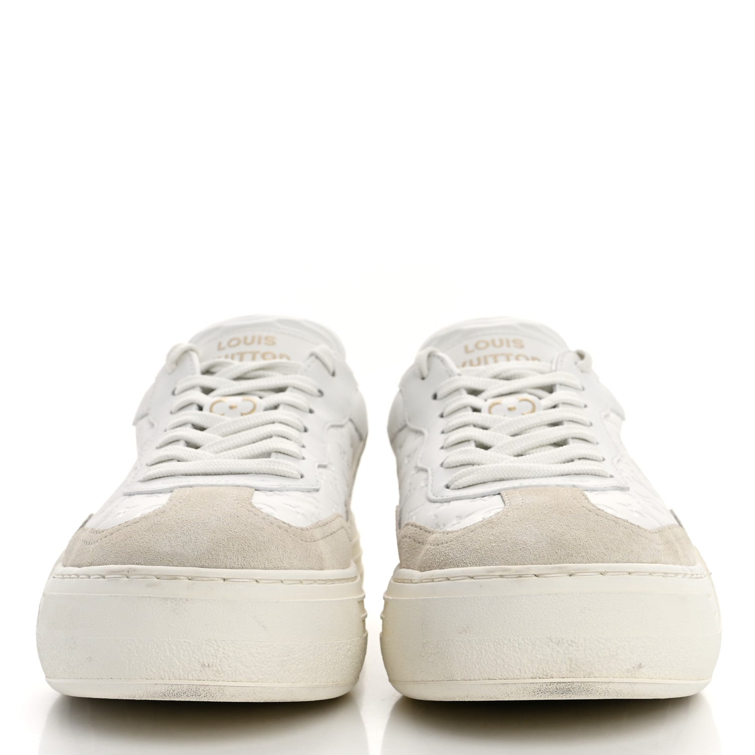 Louis Vuitton Calfskin Embossed LV Groovy Platform Sneakers 38 White 3 of 12