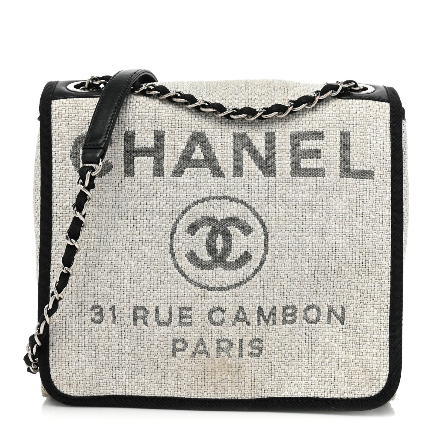 Woven Straw Raffia Small Deauville Messenger Grey