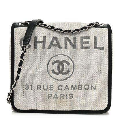 Chanel Woven Straw Raffia Small Deauville Messenger Grey 1 of 13
