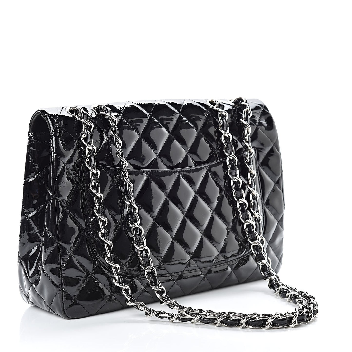 Patent Quilted Jumbo Single Flap Black