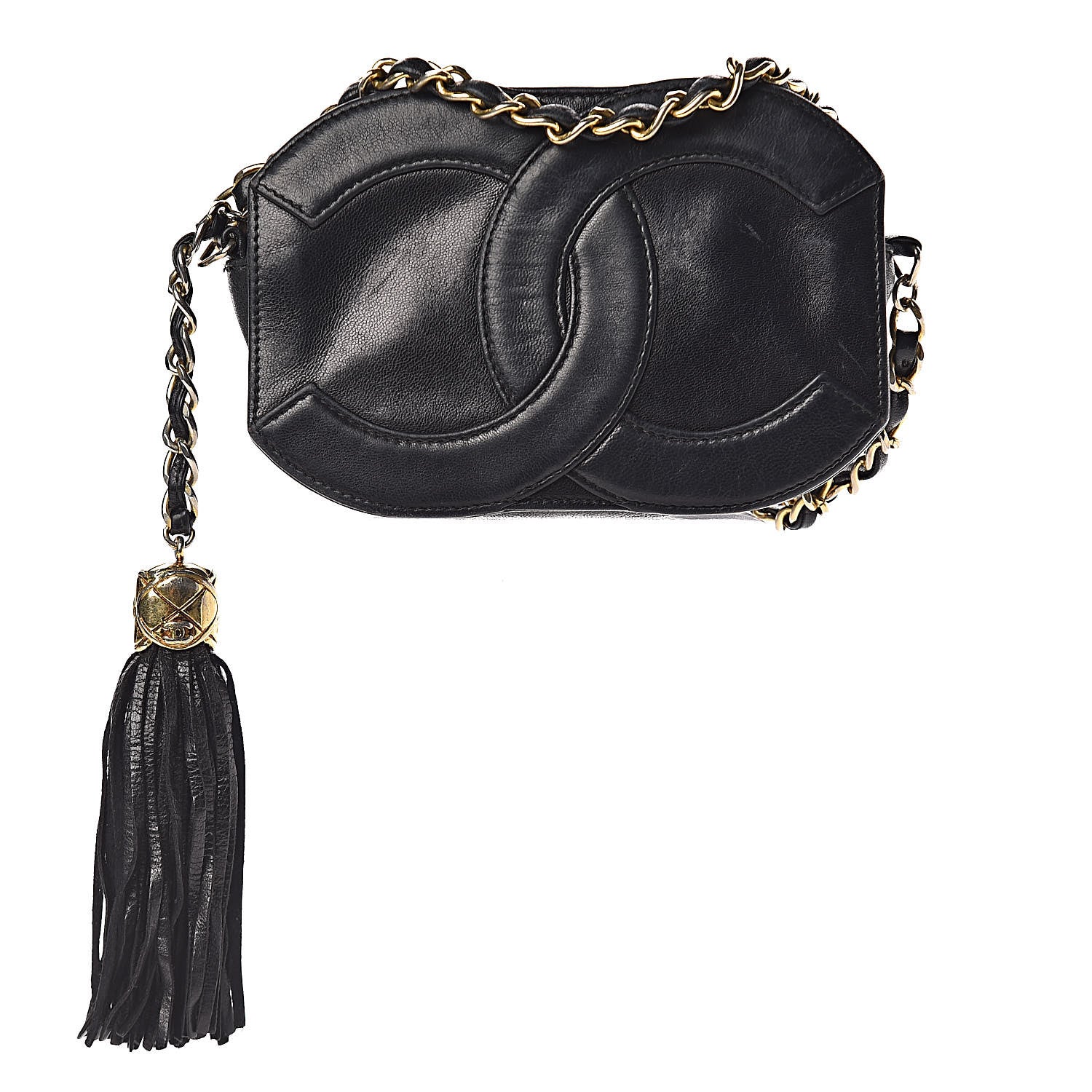 Chanel Lambskin Quilted CC Tassel Crossbody Black 1 of 18