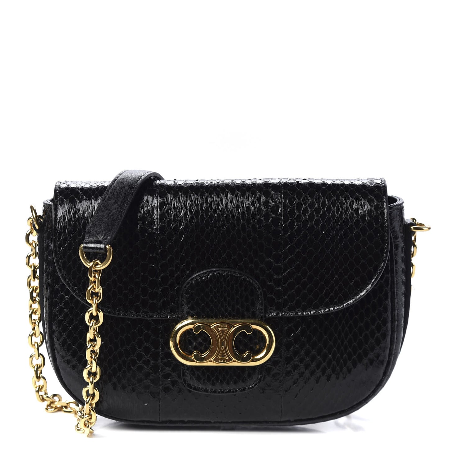 Snakeskin Medium Chain Maillon Triomphe Black
