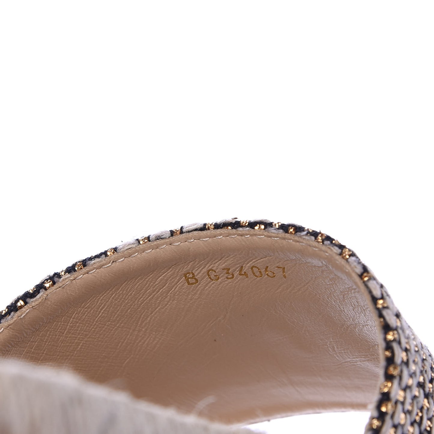 Metallic Tweed CC Espadrille Slip On Sandals 37 Beige Black