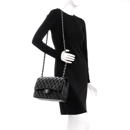 Chanel Lambskin Quilted Jumbo Double Flap Black 2 of 9