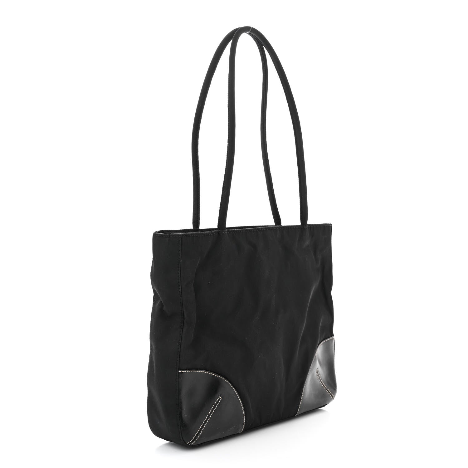 Prada Tessuto Nylon Caflskin Shopping Tote Black 3 of 12