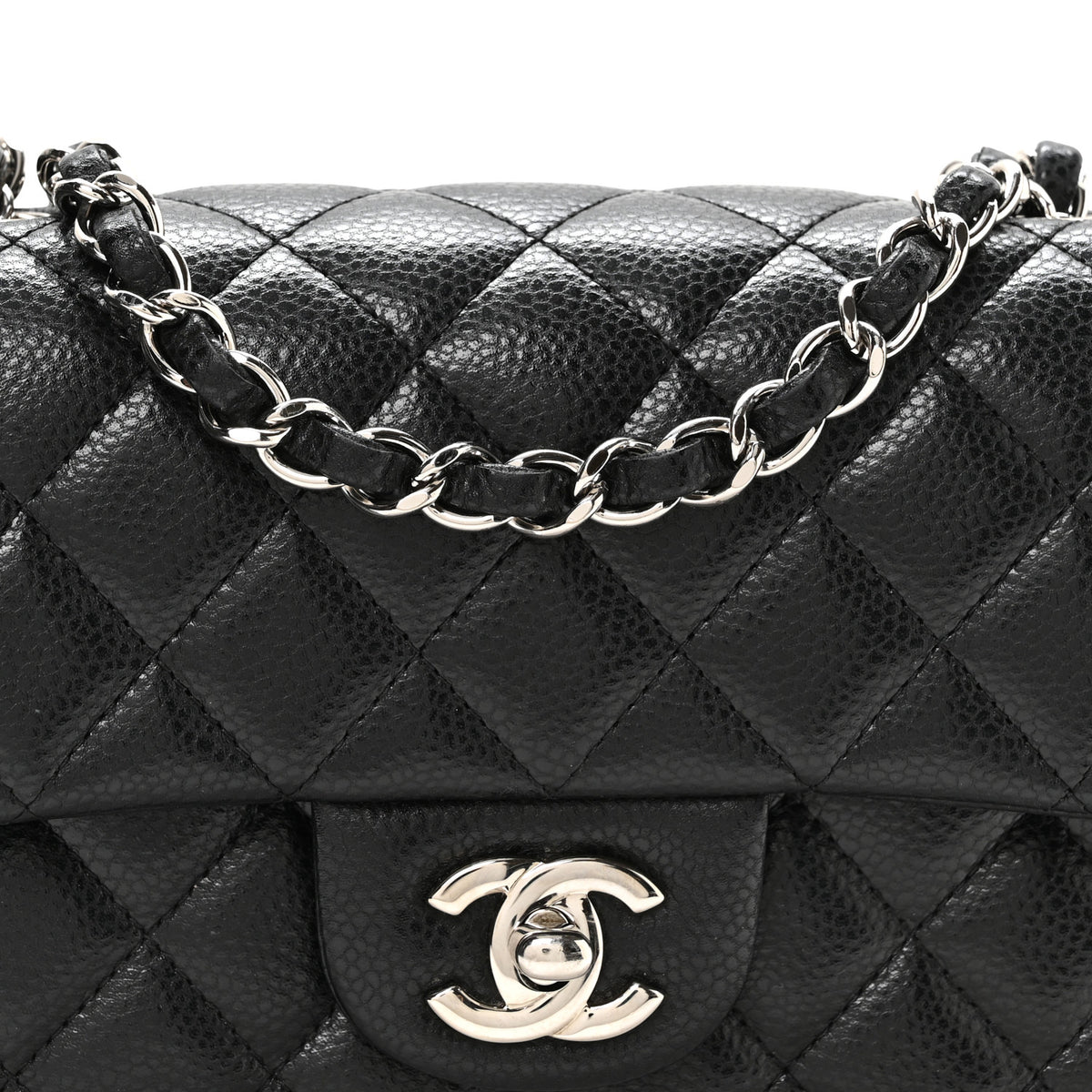 Caviar Quilted Mini Rectangular Flap Black