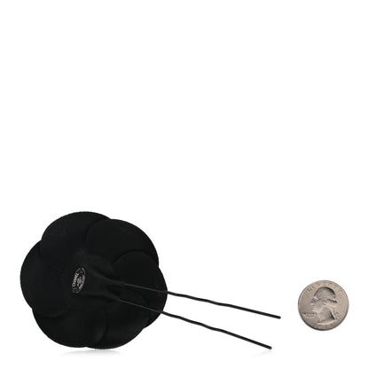 Chanel Satin Camellia Hair Clip Black 2 of 4