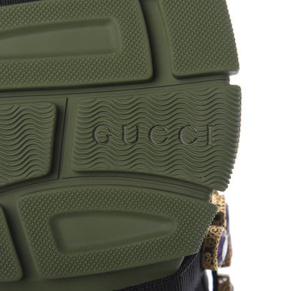Gucci X SEGA Mesh Suede Calfskin Removable Crystals Flashtrek Sneakers 37 Loess Black Olive Green 7 of 8