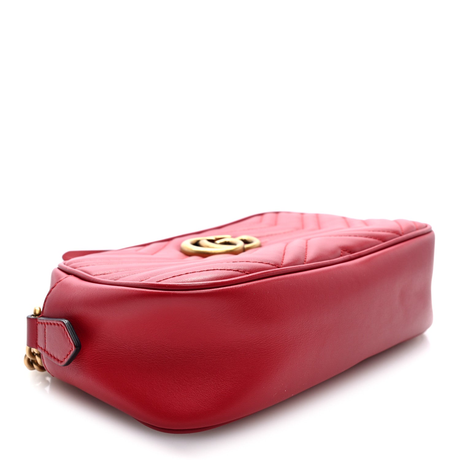 Gucci Calfskin Matelasse Small GG Marmont Chain Shoulder Bag Hibiscus Red 4 of 9