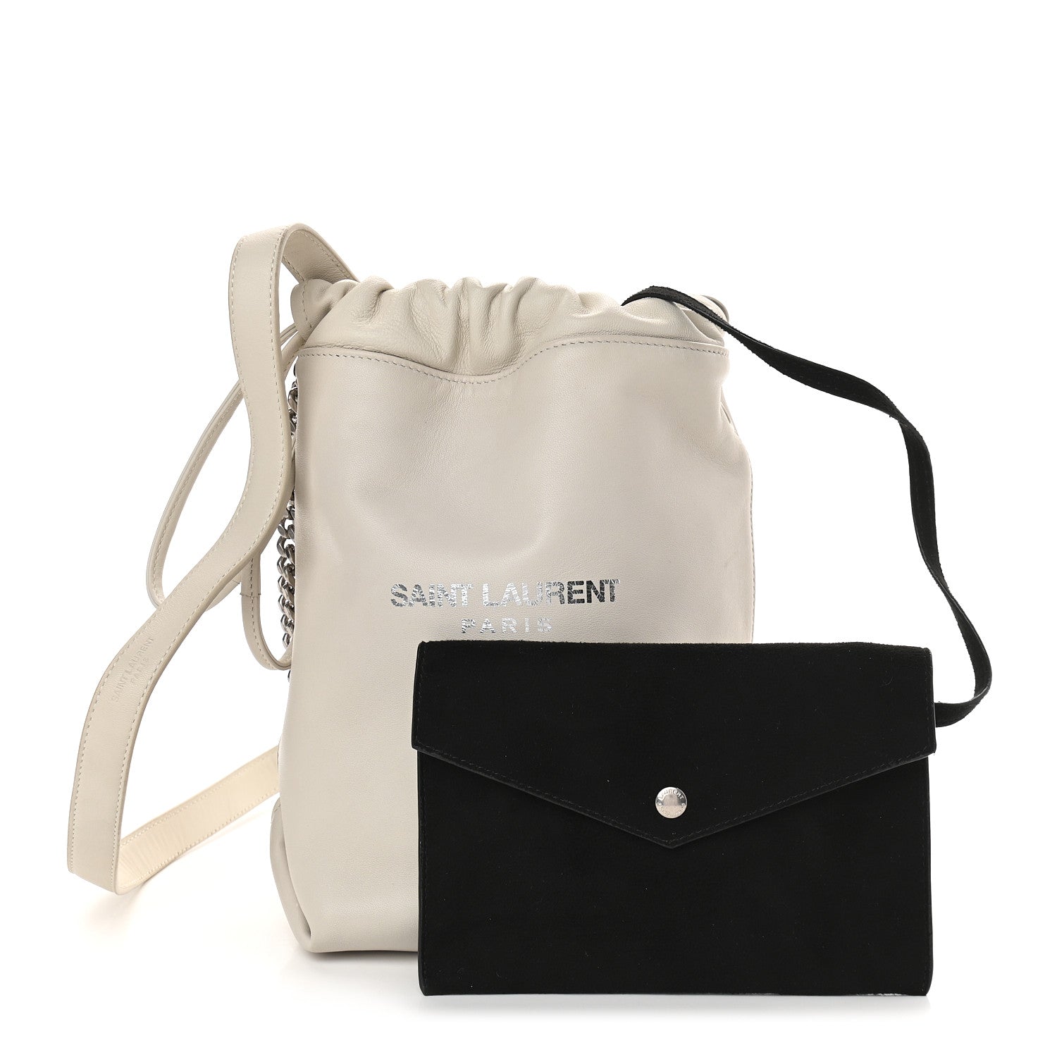 Saint Laurent Lambskin Small Teddy Bucket Bag White 1 of 11