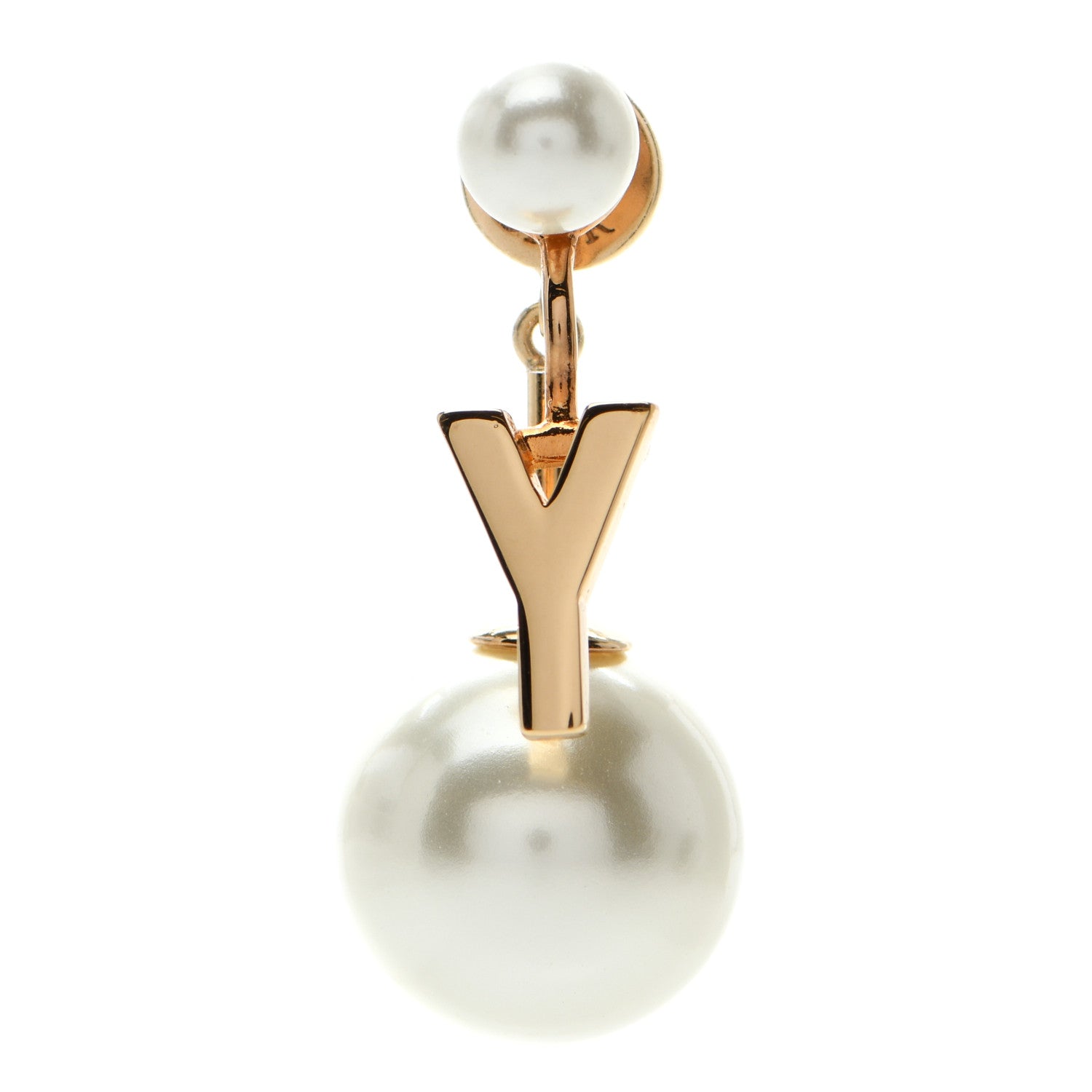 Christian Dior Pearl My ABCDior Y Tribale Earring Gold 1 of 4